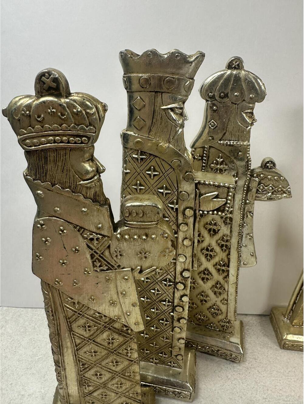 VTG Nativity Scene Figurines Set Of 6 Gold Tone Christmas Decor Crèche - Picture 5 of 9